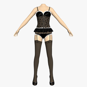 corset stockings female 3d max