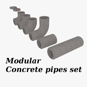 set concrete pipe pack 3d blend