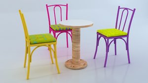 3d model wood chair table