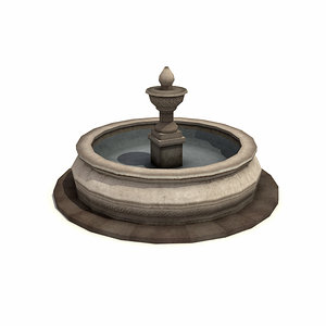 3ds max low-poly city fountain