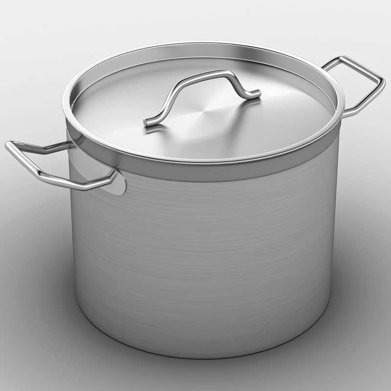  3d  professional stainless steel  pot  model 