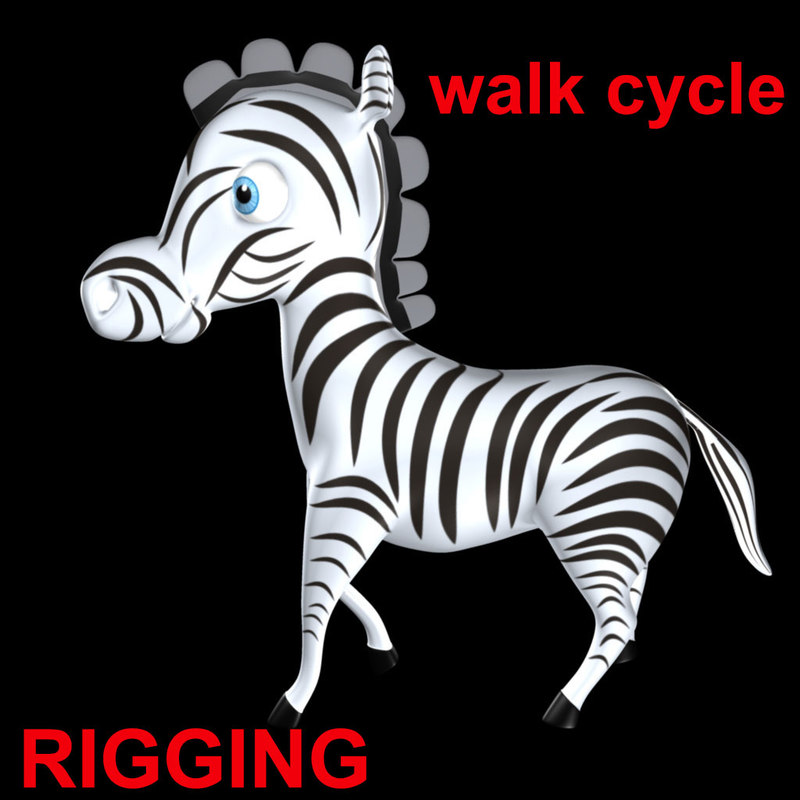 zebra walk cycle obj
