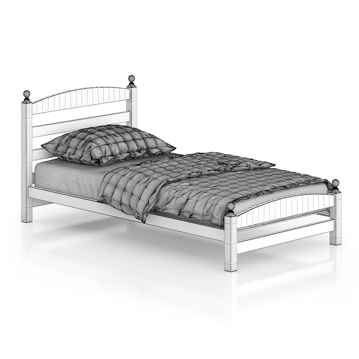 white single bed 3d