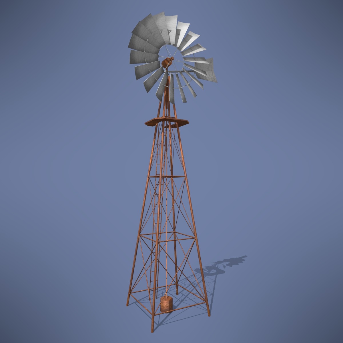 lowpoly wind pump rusty 3d model