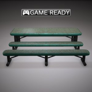 3d outdoor table bench