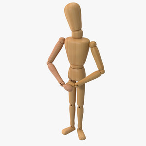 wooden mannequin looking bashful 3ds