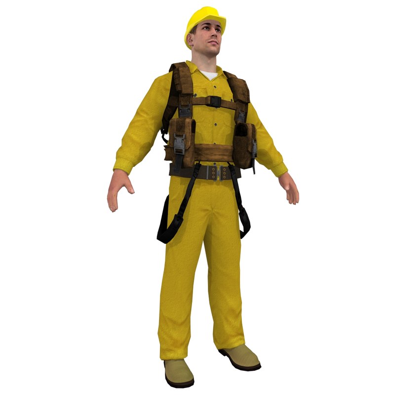 3d construction worker man model