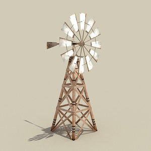 3d model low-poly windmill wind