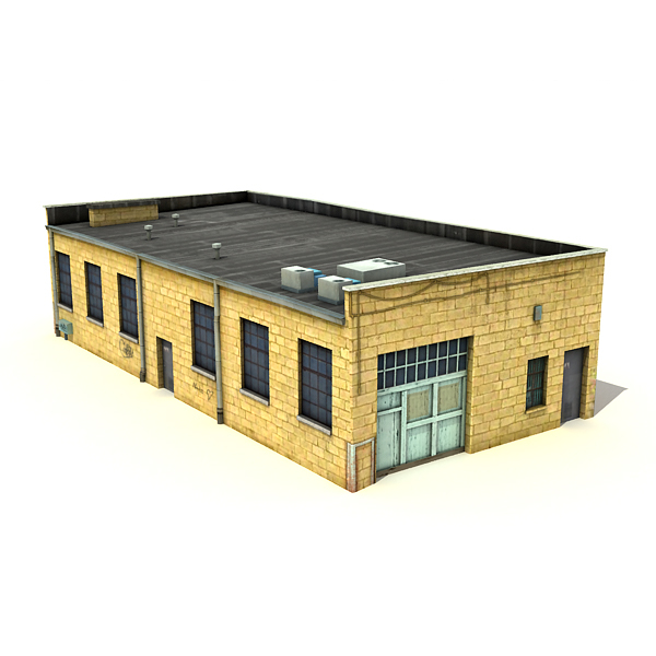 low-poly big warehouse 3d model