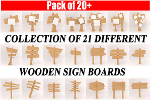 3d model set wooden board pack