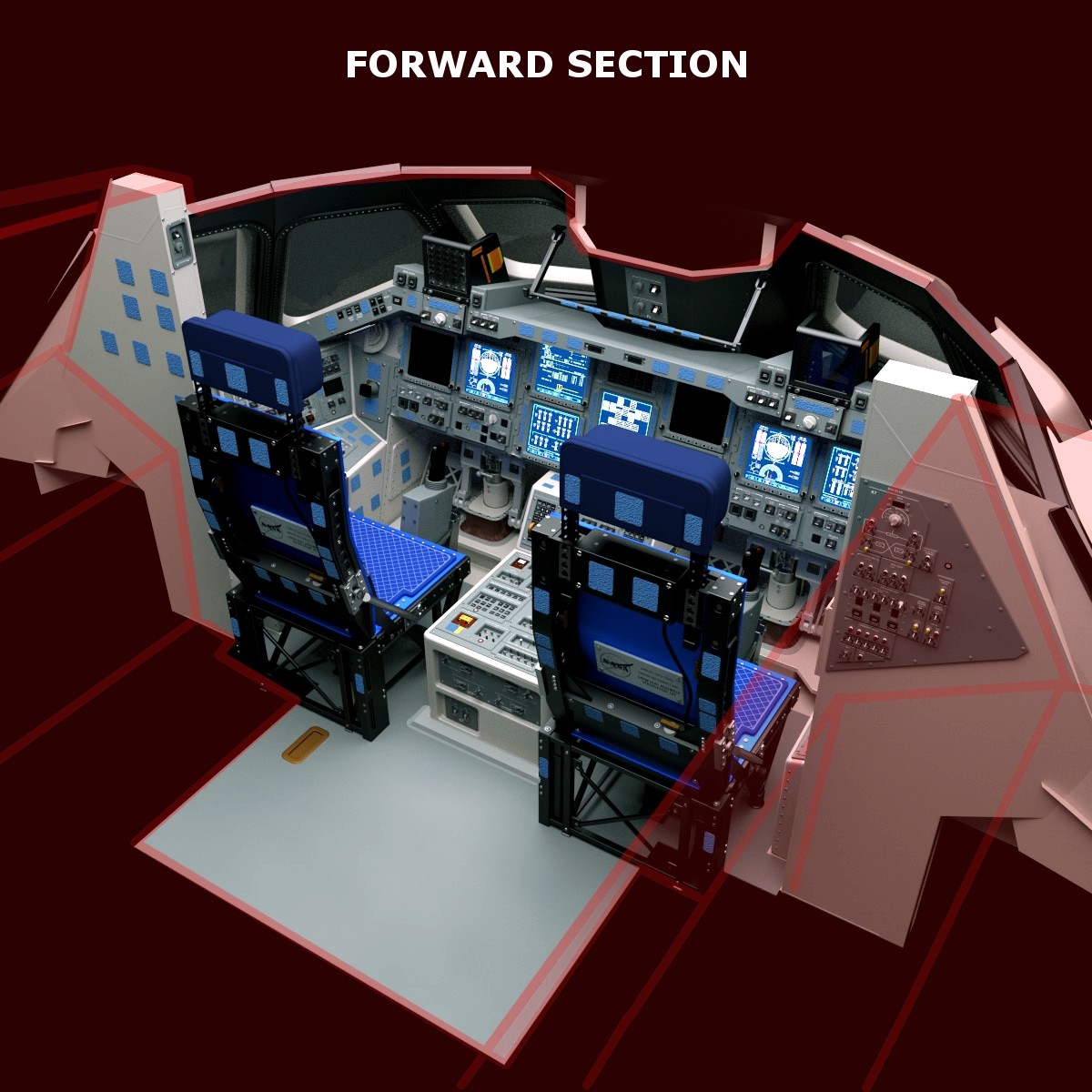 space shuttle cockpit 3d obj