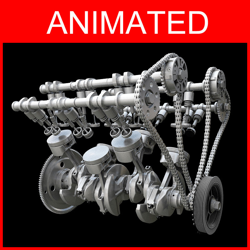 V6 Engine 3d Model