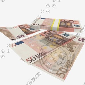 3d model 50 fifty euro banknote