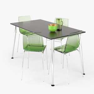 3d dining table set model
