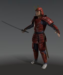 3d samurai character games model