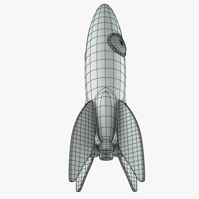rocket retro 3d obj