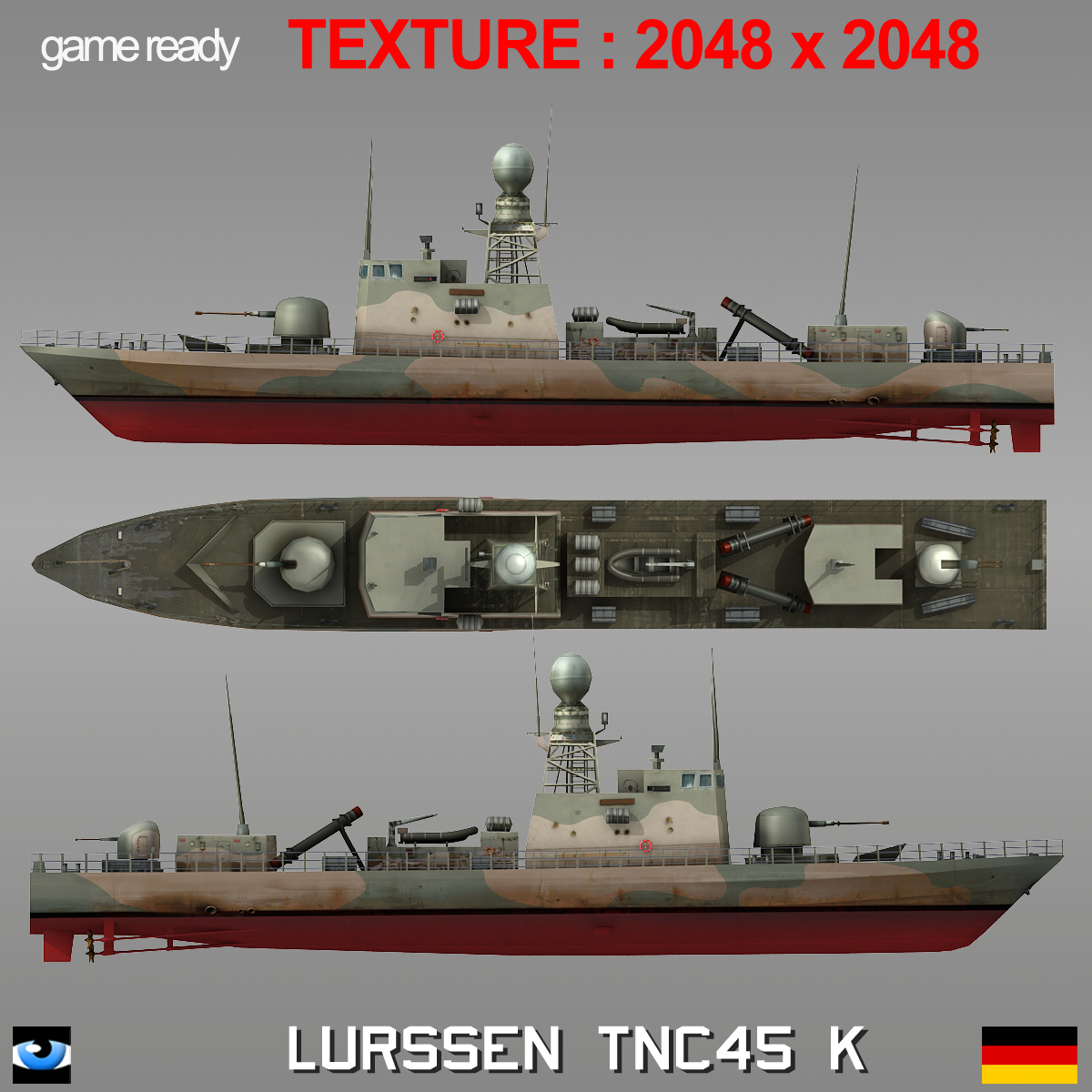 lurssen tnc 45 camouflage 3d model