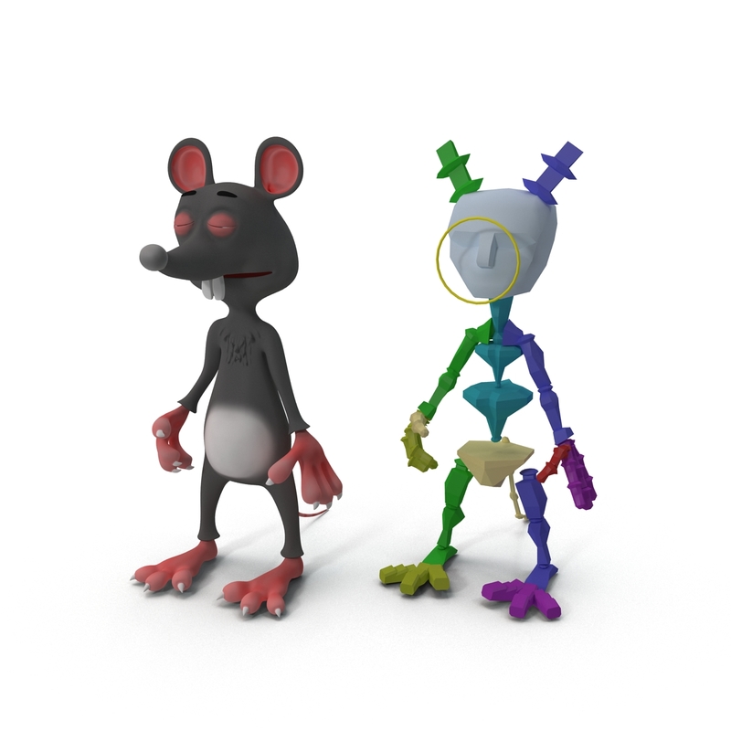 3d model cartoon rat rigged