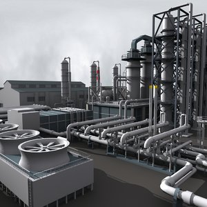 3d max industrial refinery construction