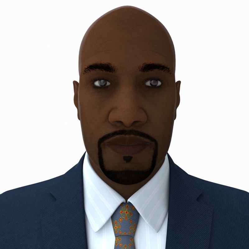 black male businessman rigged 3d max