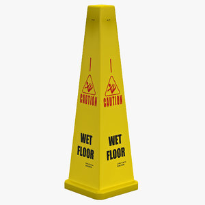 3d wet floor cone yellow