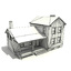 3ds max low-poly white wooden house
