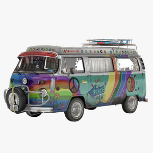 volkswagen t2 hippie van 3d model