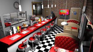 3d stylized cartoon diner model