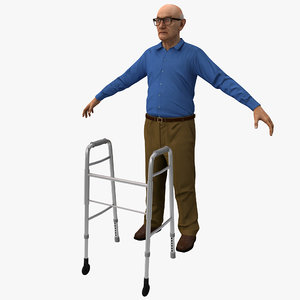 elderly man rigged version 3d model