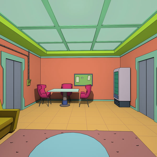 futuristic cartoon room 3d max