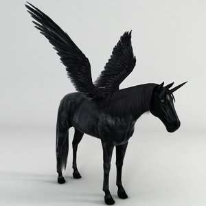 3d realistical winged unicorn horse model