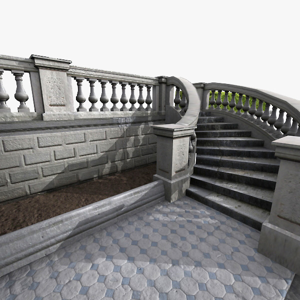 classical stone stairs 3d max