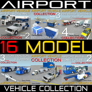 16 airport vehicles collections 3d model