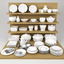 3d model kitchen bowls plates set