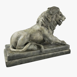 3d model stone lion sculpture