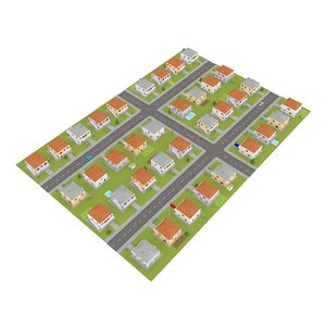 3d model of tileable suburb block