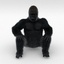 3d model gorilla pose 3 fur
