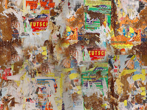 seamless grunge wall texture with ad remains