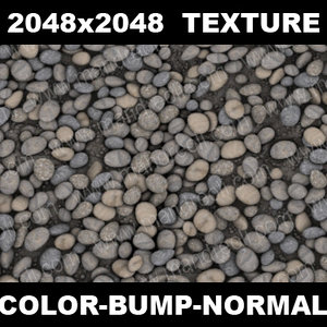 Highrez tileable pebbles map (color, normal, bump)