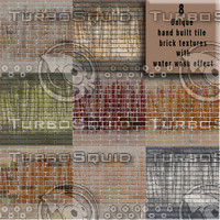 8 Unique hand built tile brick textures with water wash effect