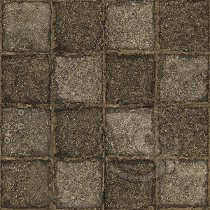Low resolution used stone block pavement 2 + normal map