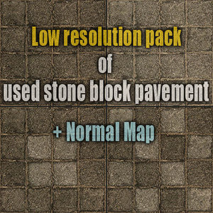Low resolution pack of used stone block pavements 1 + normal map