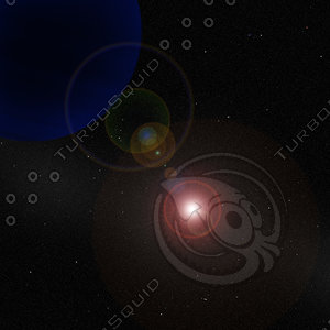 red star and blue planet