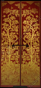 Red and gold ornate oriental door