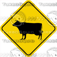 Caution Cow Crossing Sign