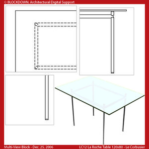 LC12 Table Glass Top 120x80 Multi-View Block