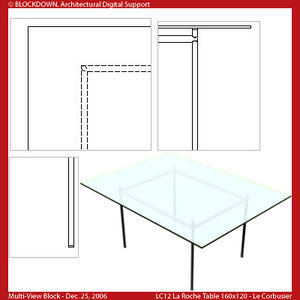 LC12 Table Glass Top 160x120 Multi-View Block