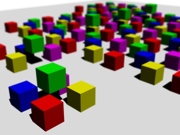 Stock PNG coloured cubes focus