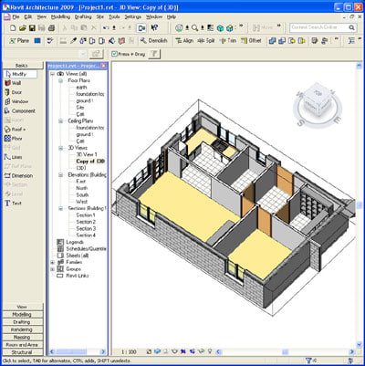 3d revit cottage house plan model