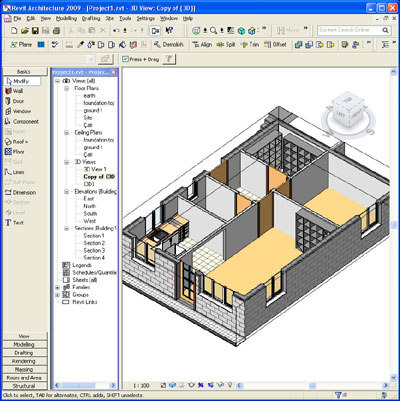 3d revit cottage house plan model